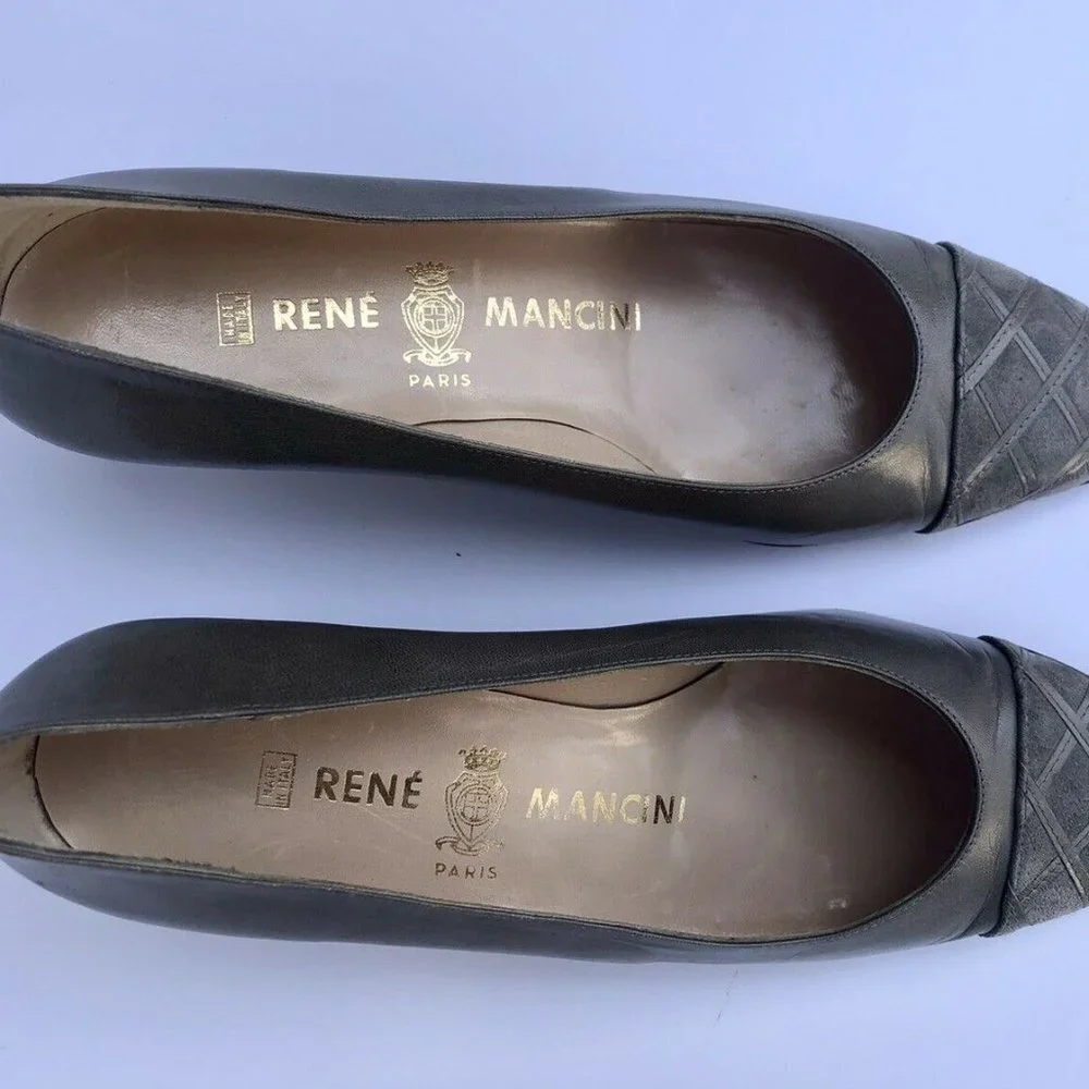 New Rene Mancini Leather and Suede Gray Shoes